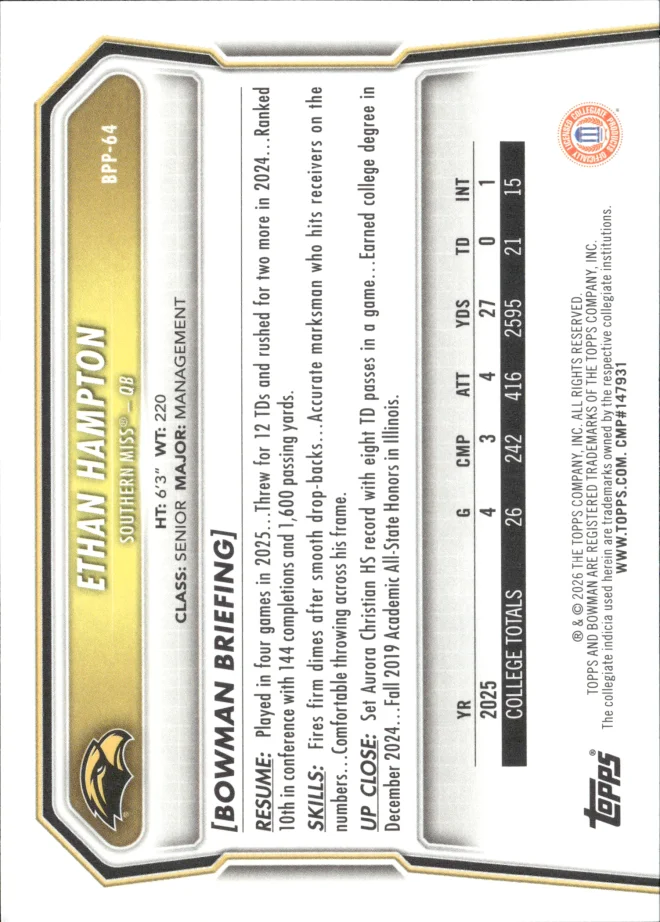 Ethan Hampton card back