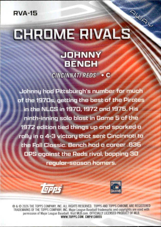 Johnny Bench card back