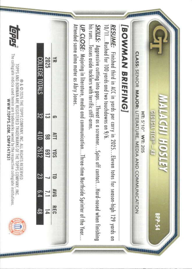 Malachi Hosley card back