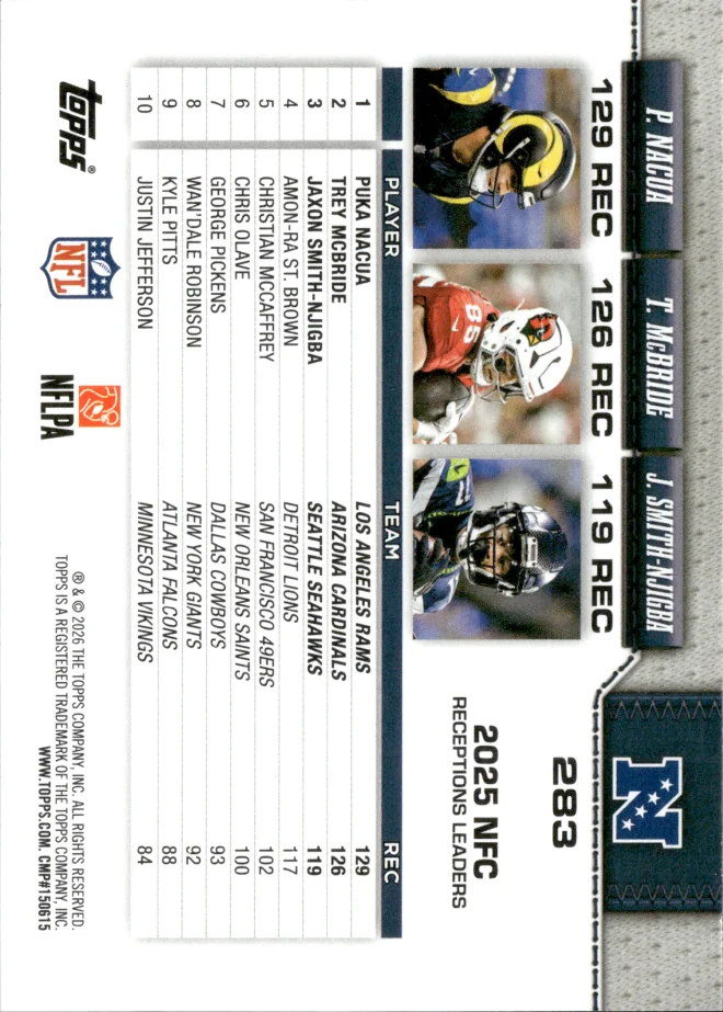 Puka Nacua / Trey McBride / Jaxon Smith-Njigba card back