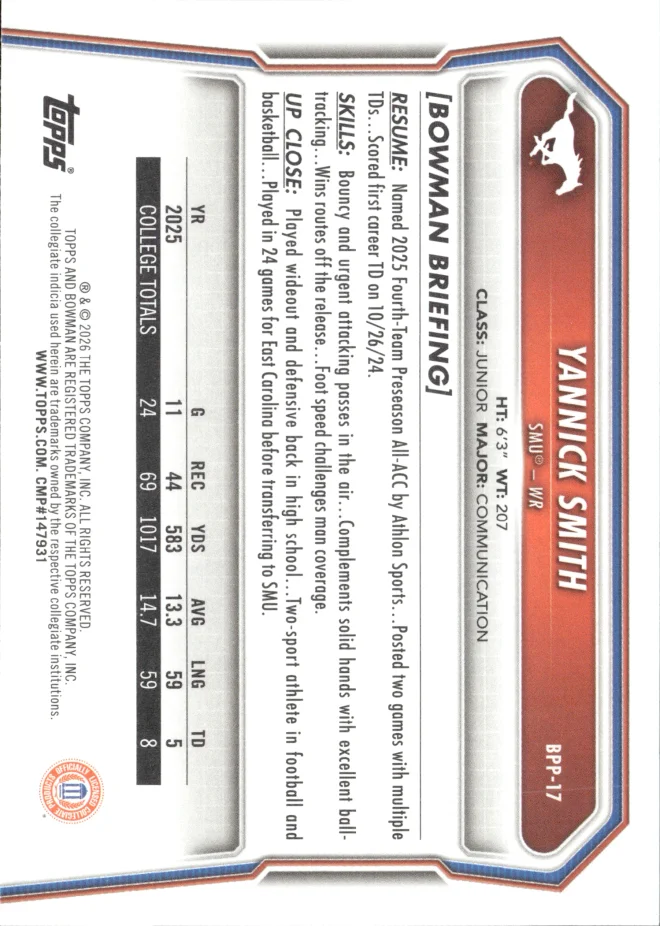 Yannick Smith card back