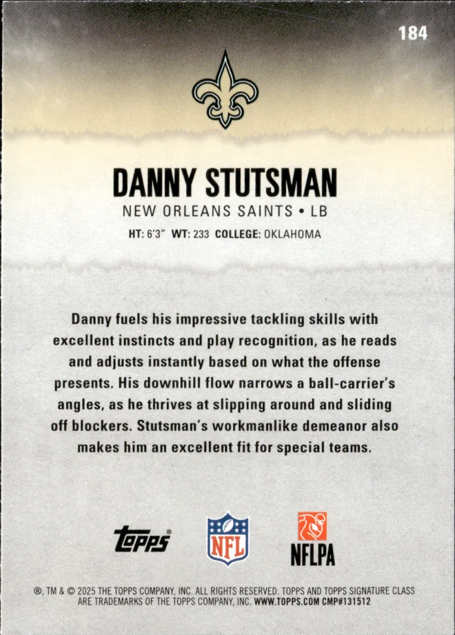 Danny Stutsman card back