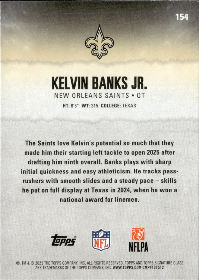 Kelvin Banks Jr. card back