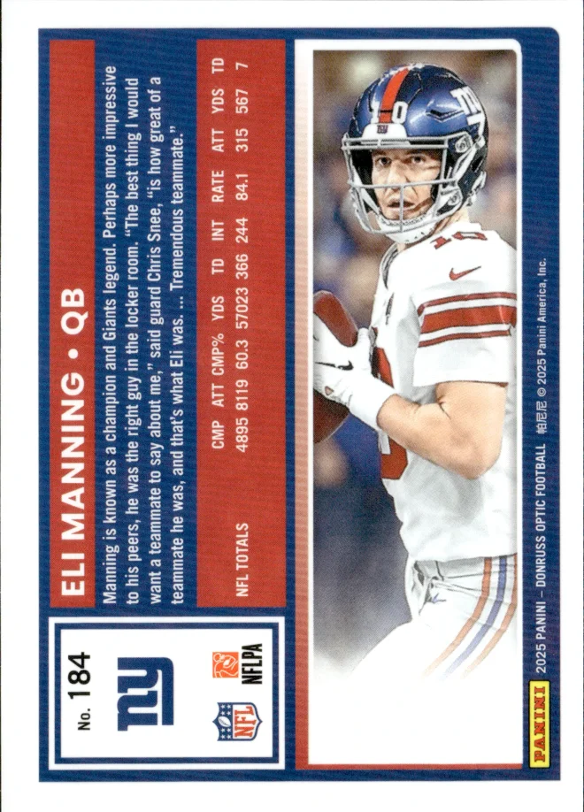 Eli Manning card back