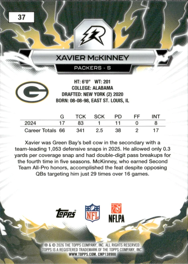 Xavier McKinney card back