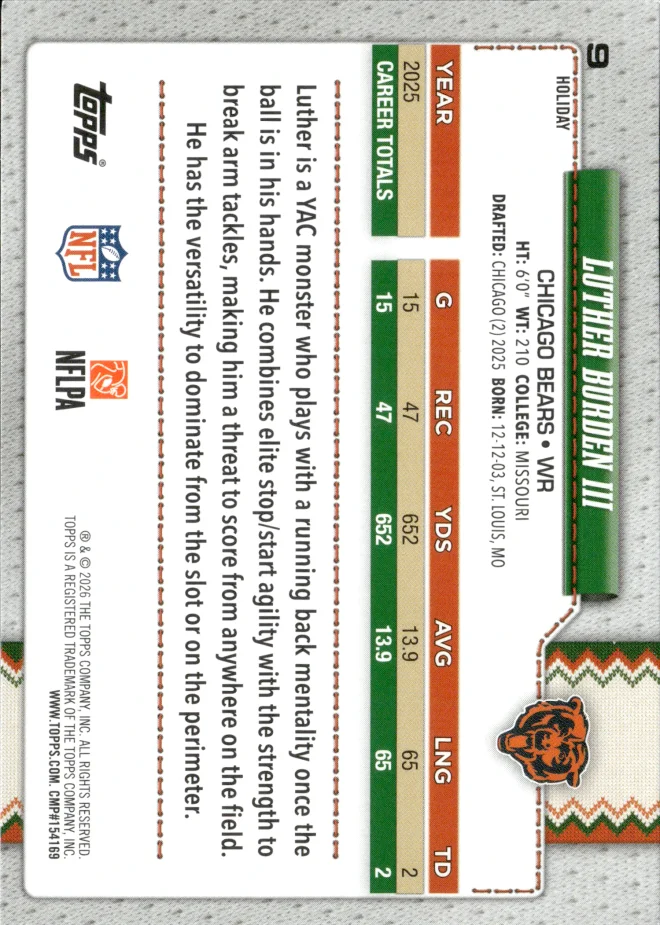 Luther Burden III card back