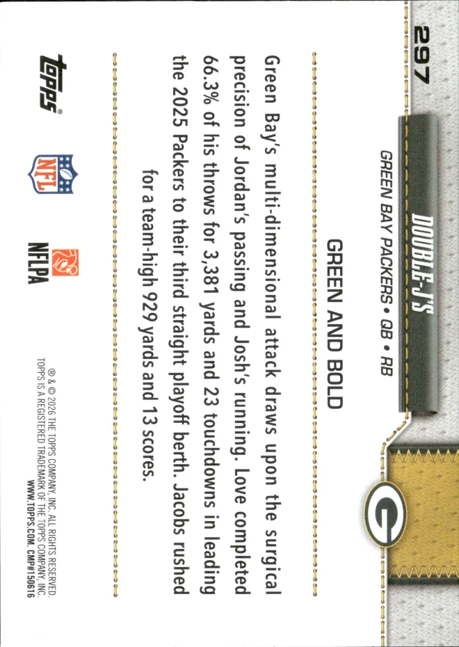 Jordan Love / Josh Jacobs card back