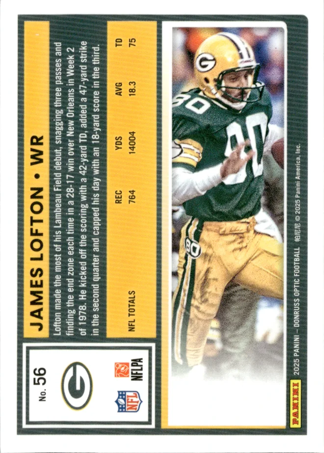James Lofton card back
