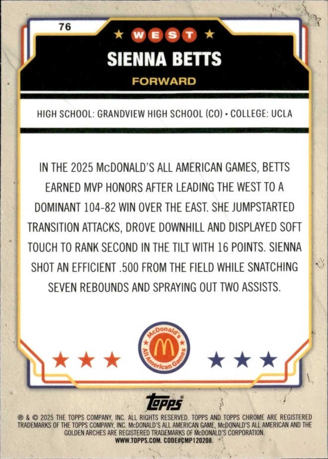Sienna Betts card back