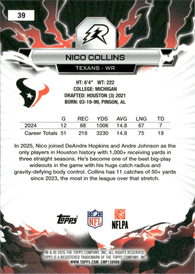 Nico Collins card back