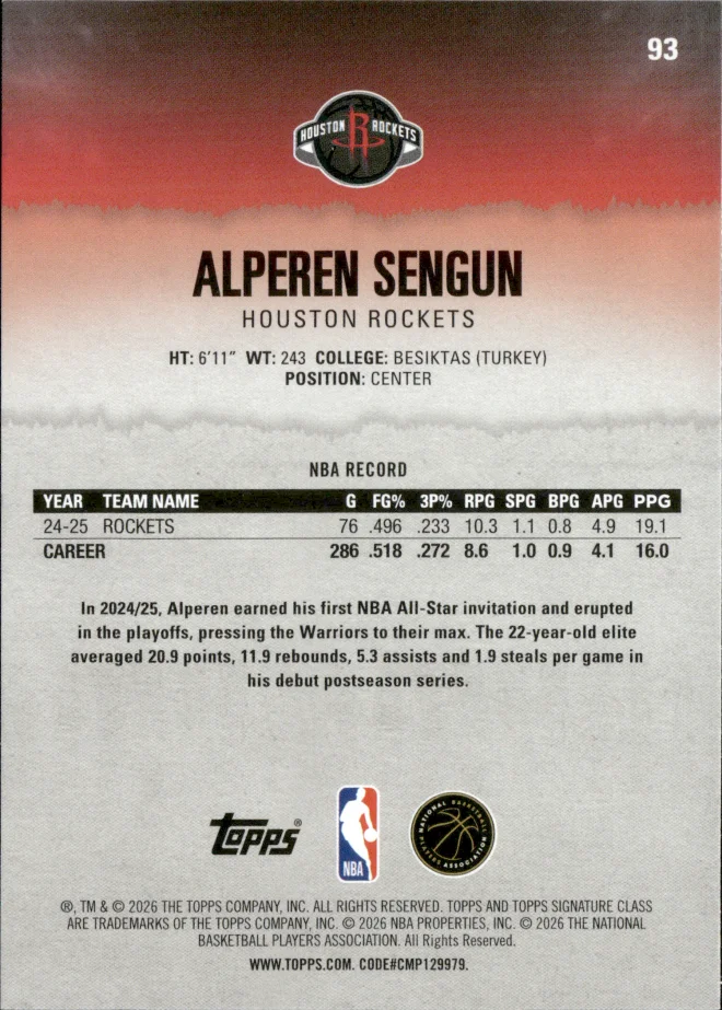 Alperen Sengun card back