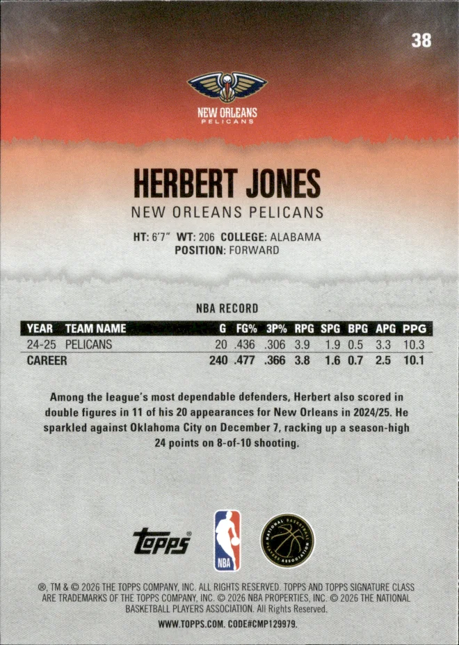 Herbert Jones card back