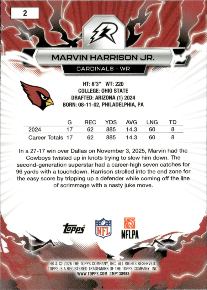 Marvin Harrison Jr. card back