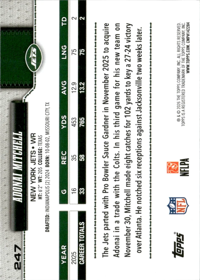 Adonai Mitchell card back