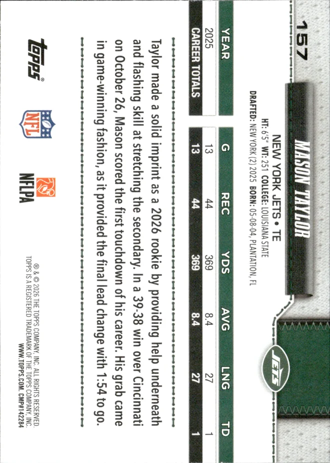 Mason Taylor card back