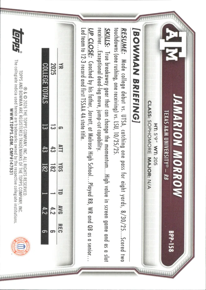 Jamarion Morrow card back