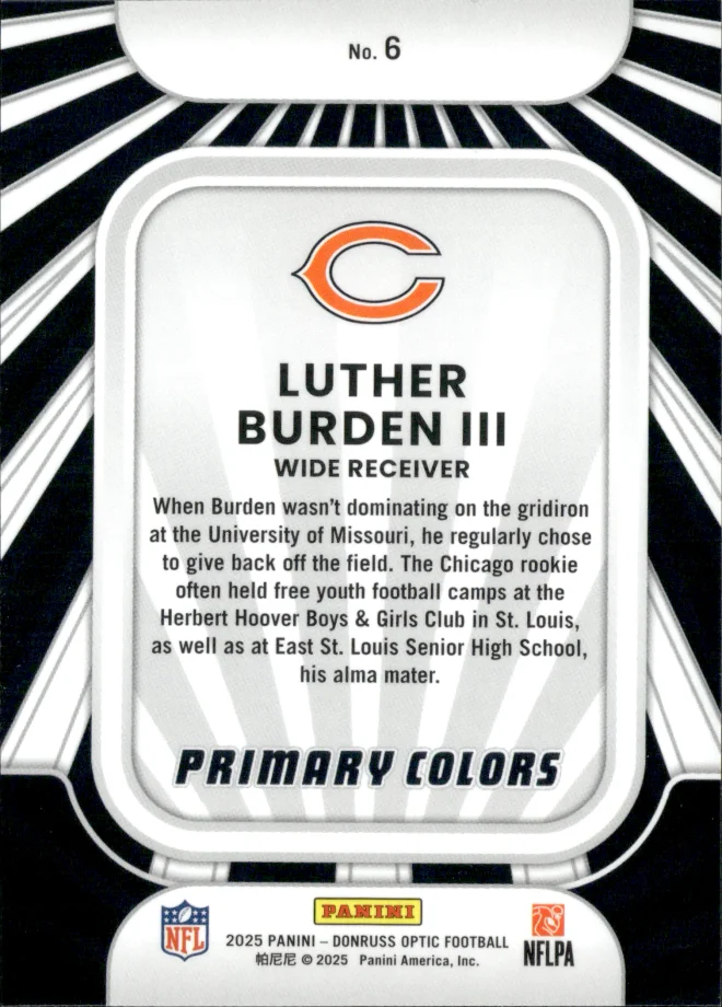 Luther Burden III card back
