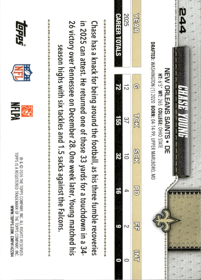 Chase Young card back
