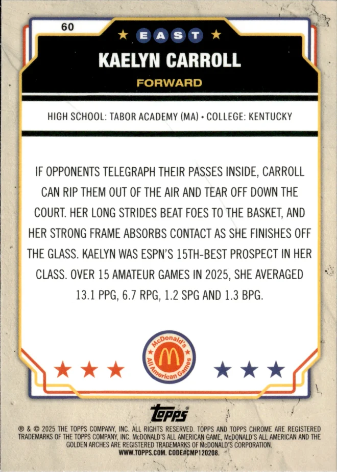 Kaelyn Carroll card back