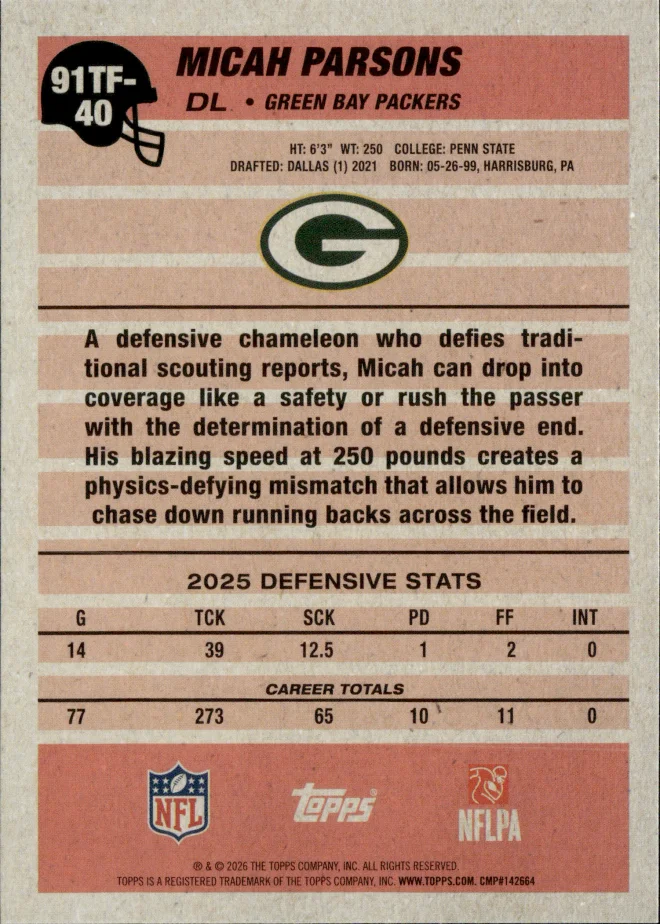 Micah Parsons card back