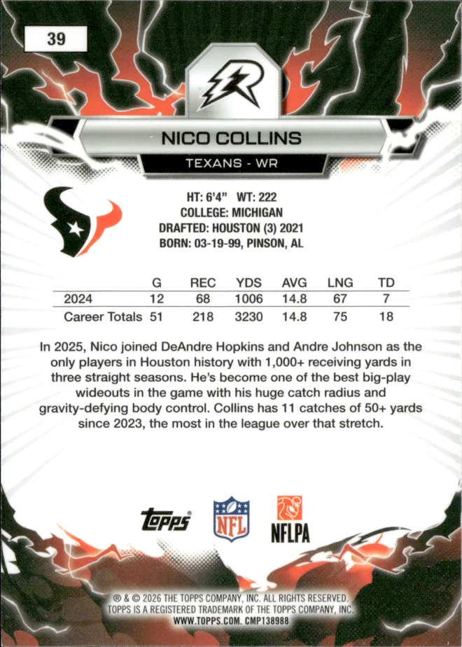 Nico Collins card back