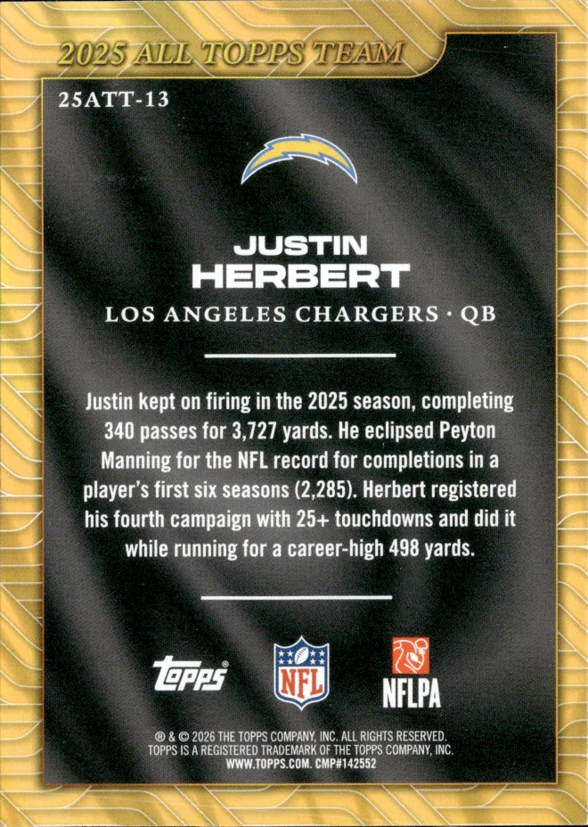 Justin Herbert card back