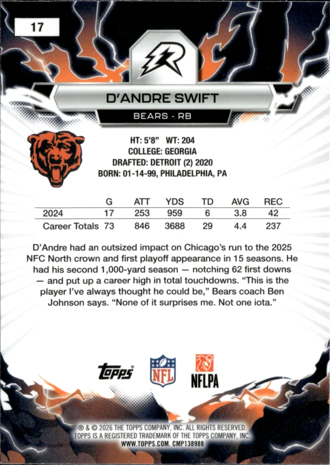 D'Andre Swift card back