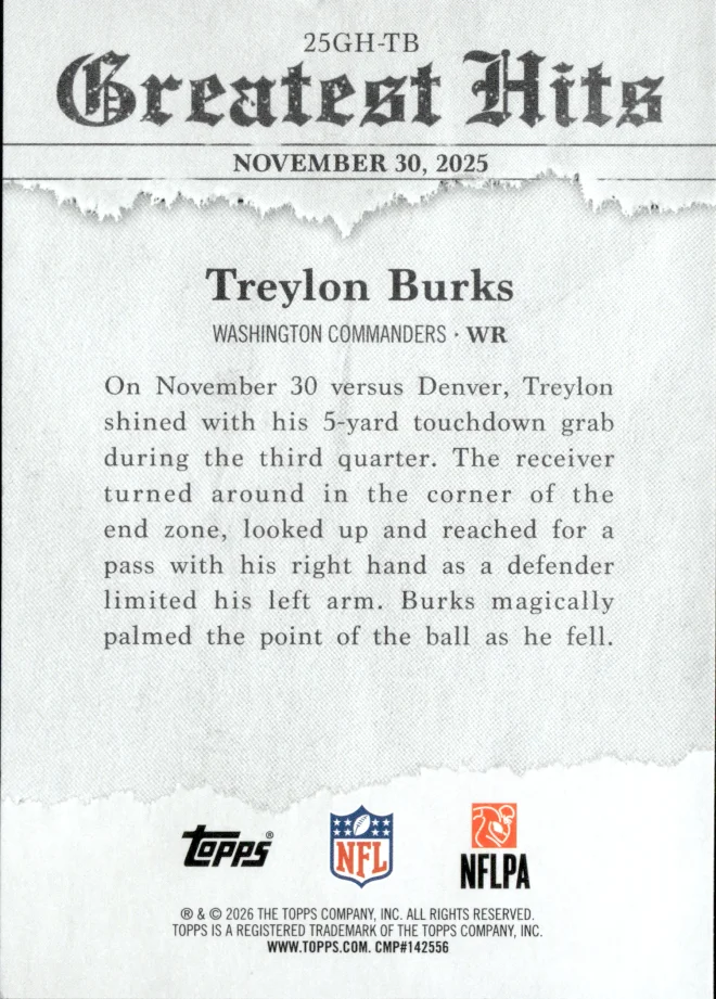 Treylon Burks card back