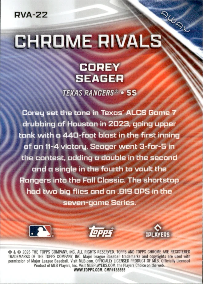 Corey Seager card back