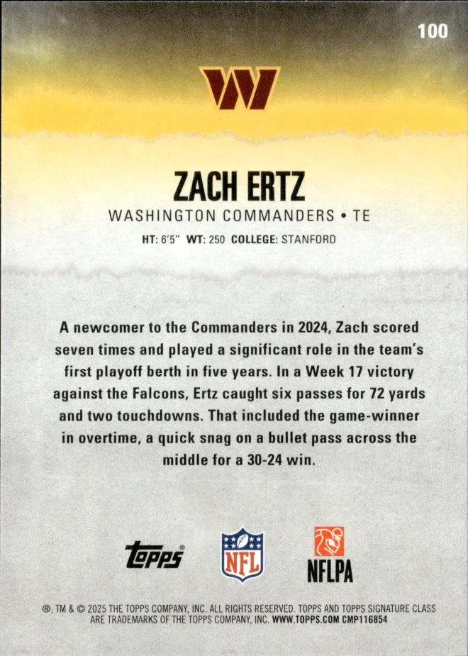 Zach Ertz card back