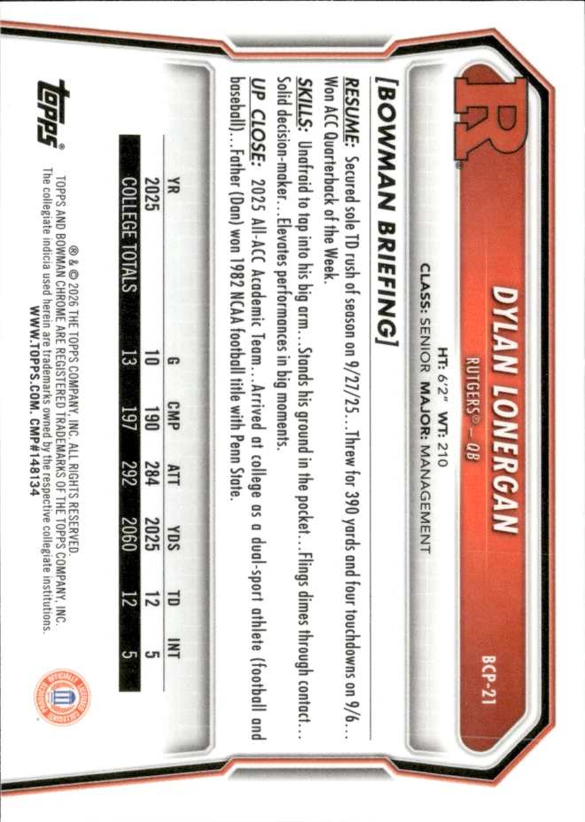 Dylan Lonergan card back