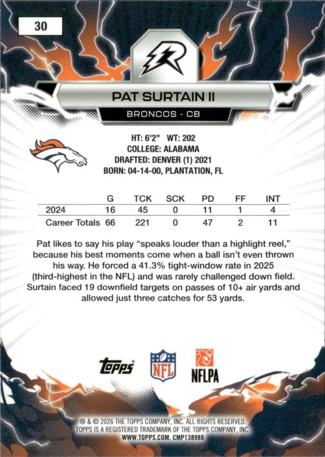 Pat Surtain II card back