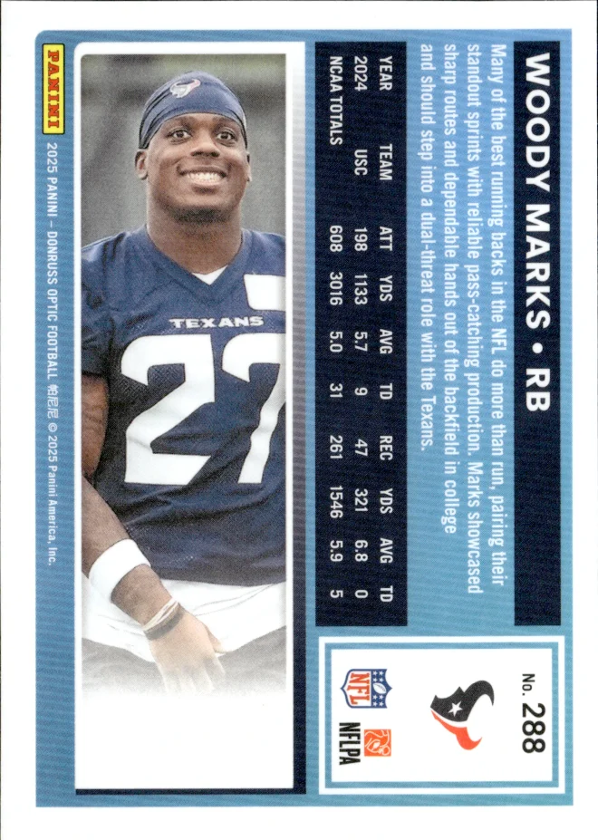 Woody Marks card back