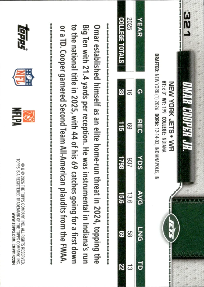 Omar Cooper Jr. card back