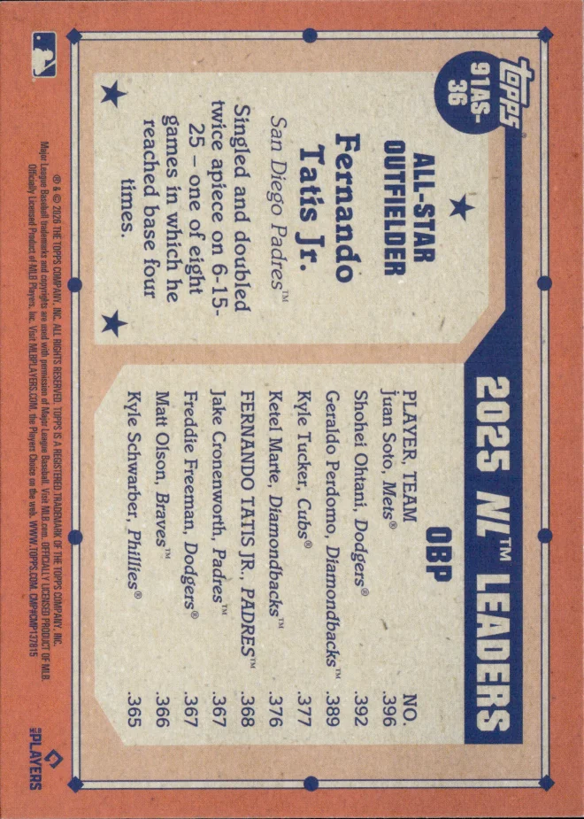 Fernando Tatis Jr. card back