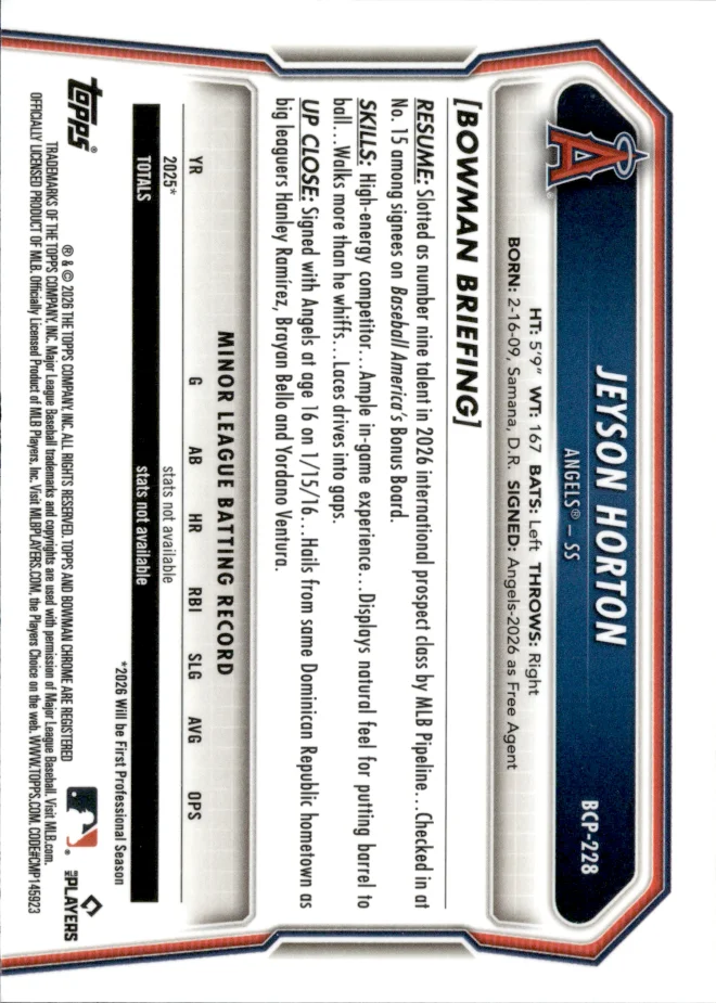 Jeyson Horton card back