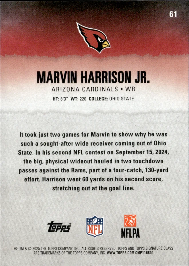 Marvin Harrison Jr. card back