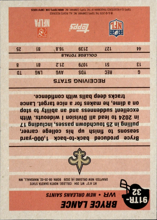 Bryce Lance card back