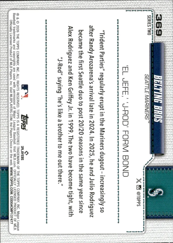 Randy Arozarena / Julio Rodríguez card back