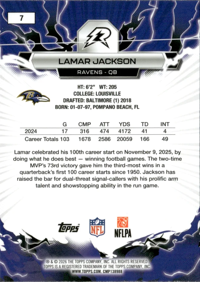 Lamar Jackson card back