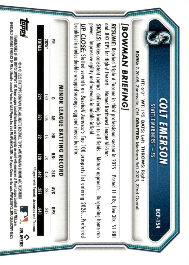 Colt Emerson card back