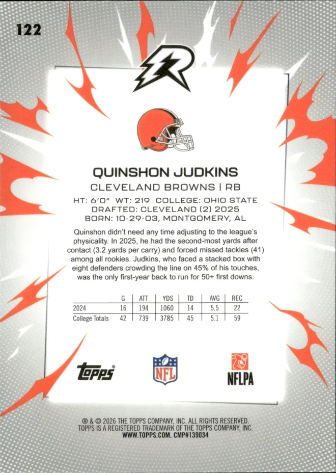 Quinshon Judkins card back