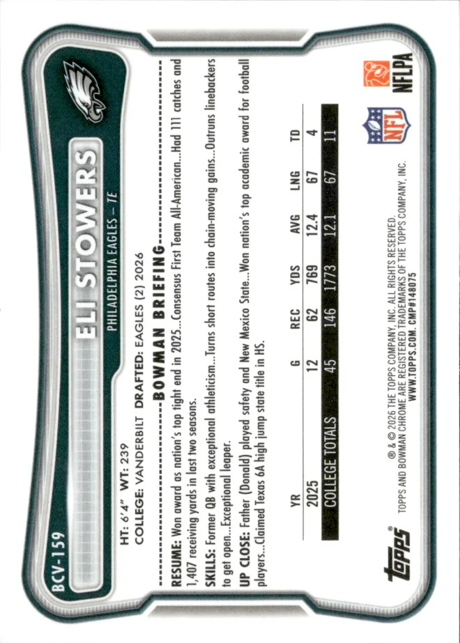 Eli Stowers card back