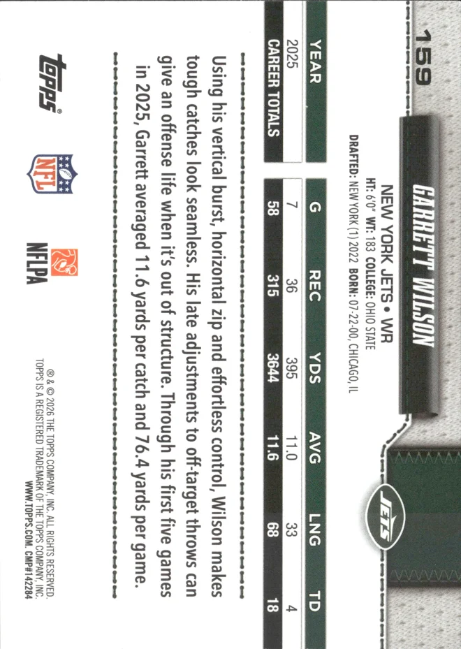 Garrett Wilson card back