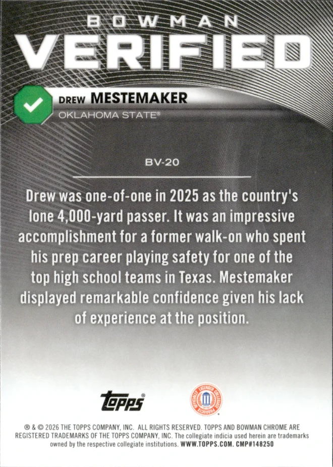 Drew Mestemaker card back