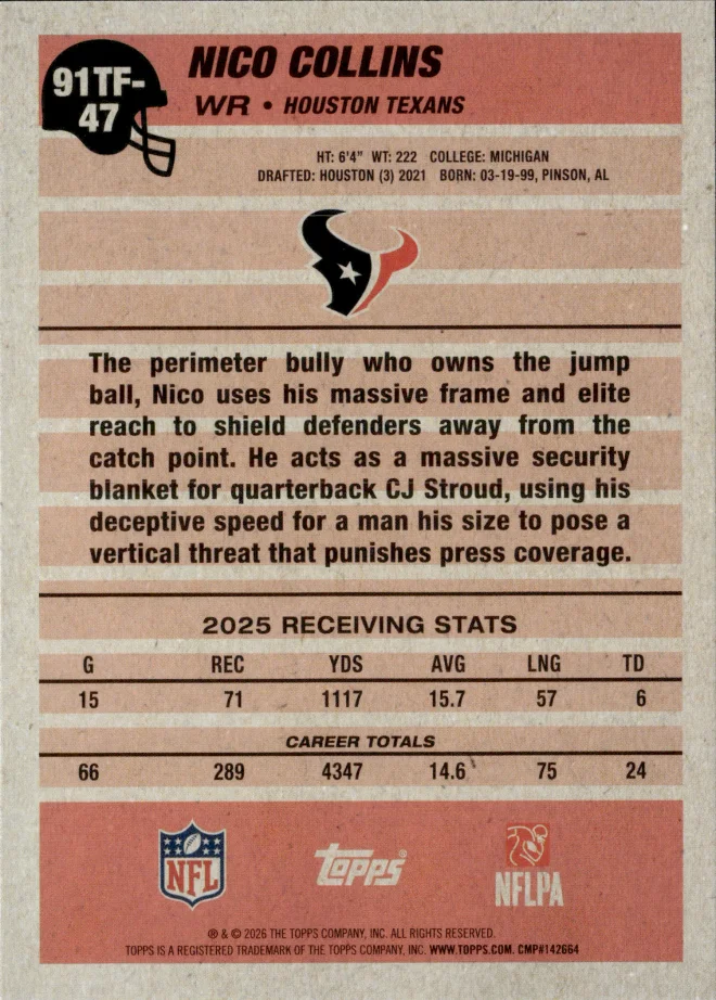Nico Collins card back