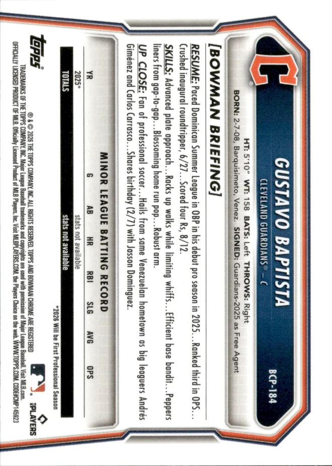 Gustavo Baptista card back