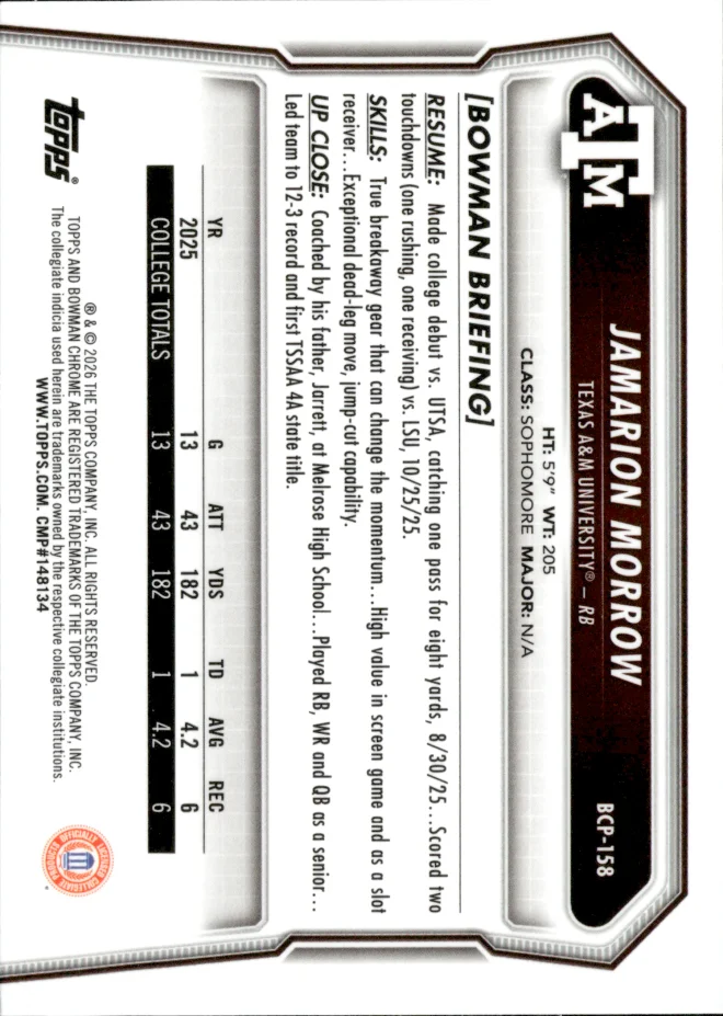 Jamarion Morrow card back