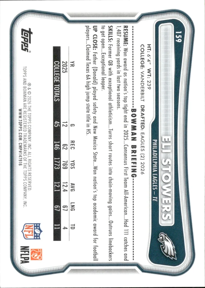 Eli Stowers card back