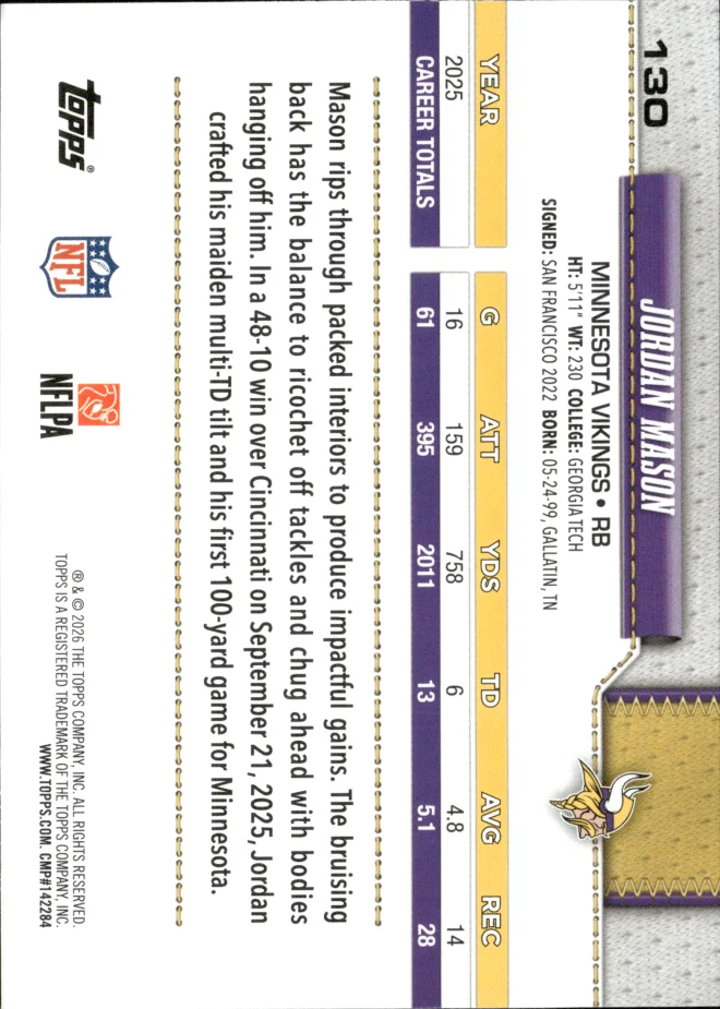 Jordan Mason card back